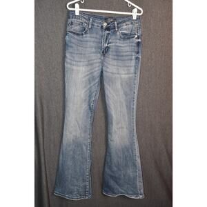 Judy Blue Women's 11/30 Flare Fit Distressed Denim Blue Jeans